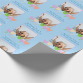 Leuke blauwe verjaardag Gepersonaliseerde foto Tul Cadeaupapier (Hoek)