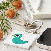 Leuke blauwe vogel sleutelhanger (Voorkant Rechts)