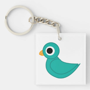 Leuke blauwe vogel sleutelhanger