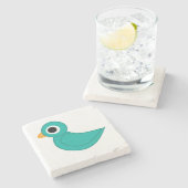 Leuke blauwe vogel stenen onderzetter (Zijkant)