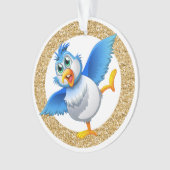 Leuke Blauwe Vogel van Geluk 5 Ornament (voorkant)