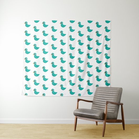Leuke blauwe vogel wandkleed (In Situ (horizontaal))