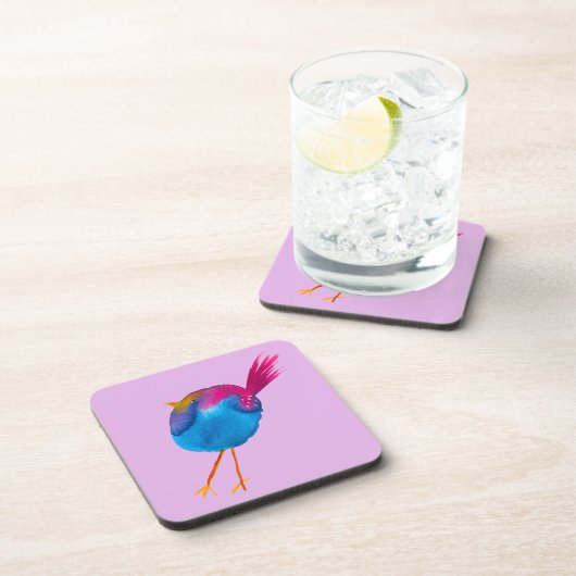 Leuke blauwe vogel waterverf bier onderzetter (Rechterzijde)