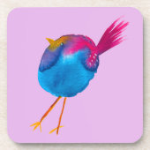Leuke blauwe vogel waterverf bier onderzetter (Voorkant)