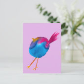 Leuke blauwe vogel waterverf briefkaart (Staand voorkant)