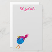 Leuke blauwe vogel waterverf briefpapier (Voorkant / Achterkant)