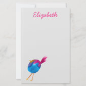 Leuke blauwe vogel waterverf briefpapier (Voorkant)
