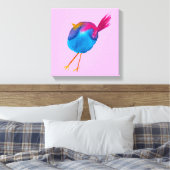 Leuke blauwe vogel waterverf canvas afdruk (Insitu (Slaapkamer))