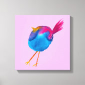 Leuke blauwe vogel waterverf canvas afdruk (Voorkant)