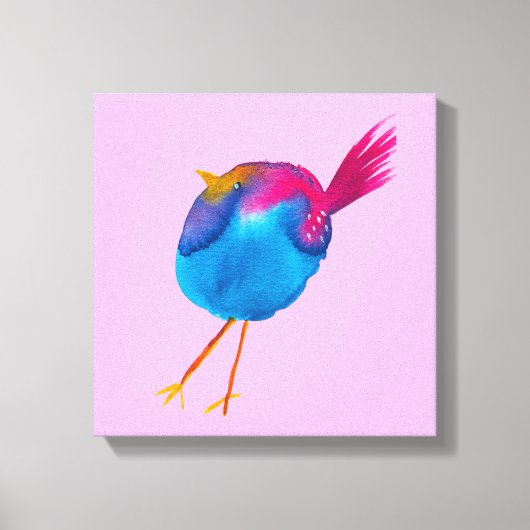 Leuke blauwe vogel waterverf canvas afdruk (Voorkant)