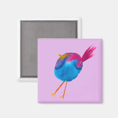 Leuke blauwe vogel waterverf magneet (Voorkant / Achterkant)