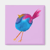 Leuke blauwe vogel waterverf magneet (Voorkant)
