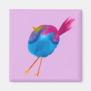 Leuke blauwe vogel waterverf magneet