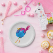 Leuke blauwe vogel waterverf papieren bordje (Feest)