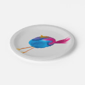 Leuke blauwe vogel waterverf papieren bordje (Gekanteld)
