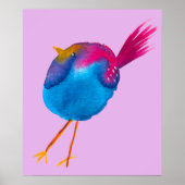 Leuke blauwe vogel waterverf poster (Voorkant)