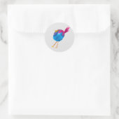 Leuke blauwe vogel waterverf ronde sticker (Tas)