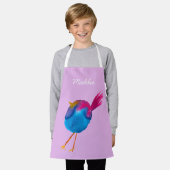 Leuke blauwe vogel waterverf schort (Gedragen)