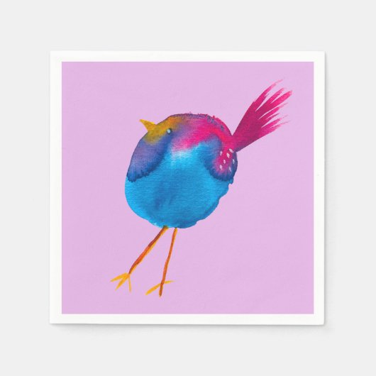 Leuke blauwe vogel waterverf servet (Voorkant)
