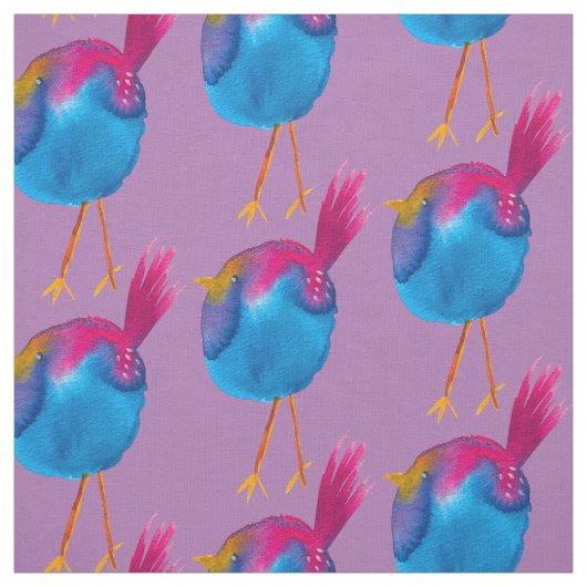 Leuke blauwe vogel waterverf stof (Swatch)