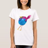 Leuke blauwe vogel waterverf t-shirt (Voorkant)