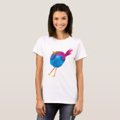 Leuke blauwe vogel waterverf t-shirt (Voorkant volledig)