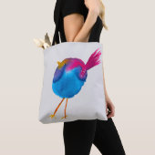 Leuke blauwe vogel waterverf tote bag (Dichtbij)