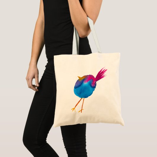 Leuke blauwe vogel waterverf tote bag (Voorkant (product))