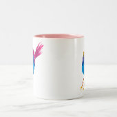 Leuke blauwe vogel waterverf tweekleurige koffiemok (Center)