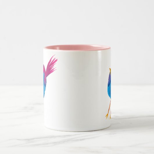 Leuke blauwe vogel waterverf tweekleurige koffiemok (Center)