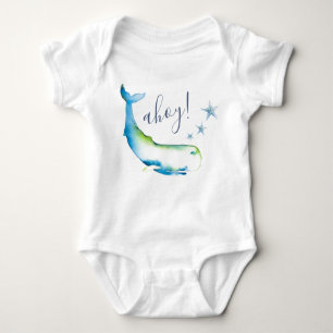 Leuke blauwe walvis strand jongen Baby Romper
