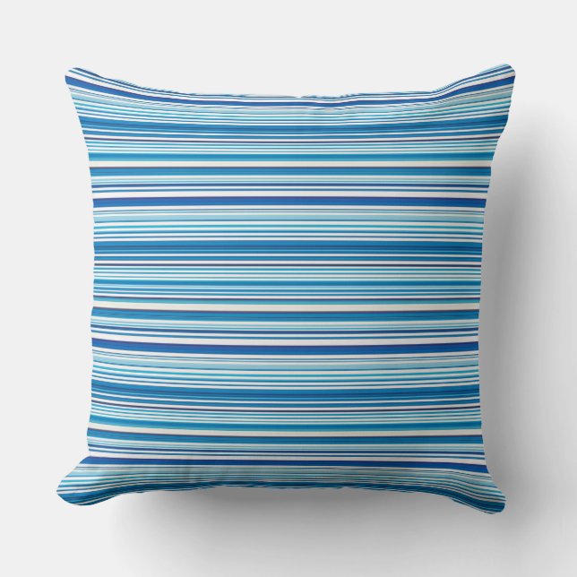 Leuke blauwe witte strepen kussen (Voorkant)