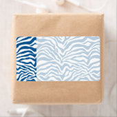Leuke Blauwe Zebra Strepen Wild Animal Print Etiket (Insitu)