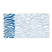 Leuke Blauwe Zebra Strepen Wild Animal Print Etiket (Voorkant)