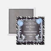 Leuke blauwe zebra's Save The Date Baby shower Magneet (Voorkant / Achterkant)