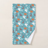 Leuke Blauwgroen Doodle Halloween Patroon Bad Handdoek (Handdoek)