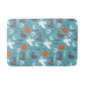 Leuke Blauwgroen Doodle Halloween Patroon Badmat (Voorkant)
