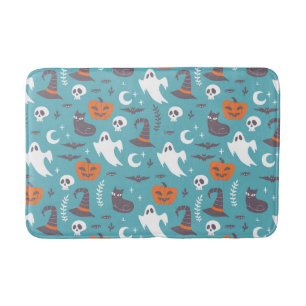 Leuke Blauwgroen Doodle Halloween Patroon Badmat