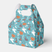 Leuke Blauwgroen Doodle Halloween Patroon Bedankdoosjes (Achterkant)