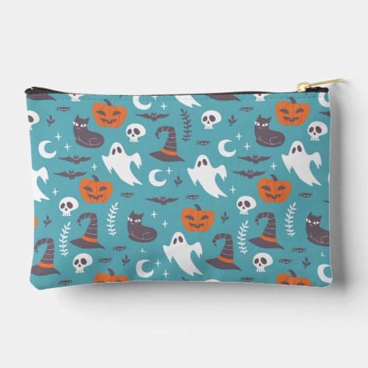 Leuke Blauwgroen Doodle Halloween Patroon Etui (Achterkant)