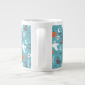 Leuke Blauwgroen Doodle Halloween Patroon Grote Koffiekop (Achterkant)
