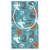 Leuke Blauwgroen Doodle Halloween Patroon Klein Cadeauzakje (Achterkant)