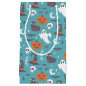Leuke Blauwgroen Doodle Halloween Patroon Klein Cadeauzakje (Voorkant)