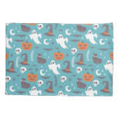 Leuke Blauwgroen Doodle Halloween Patroon Kussensloop (Achterkant)