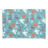 Leuke Blauwgroen Doodle Halloween Patroon Kussensloop (Voorkant)
