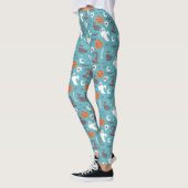 Leuke Blauwgroen Doodle Halloween Patroon Leggings (Links)