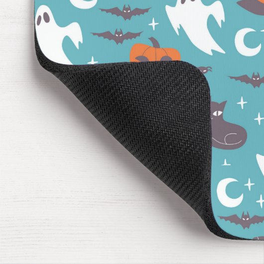 Leuke Blauwgroen Doodle Halloween Patroon Muismat (Hoek)