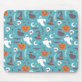 Leuke Blauwgroen Doodle Halloween Patroon Muismat (Voorkant)
