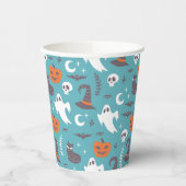 Leuke Blauwgroen Doodle Halloween Patroon Papieren Bekers (Links)