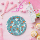 Leuke Blauwgroen Doodle Halloween Patroon Papieren Bordje (Feest)
